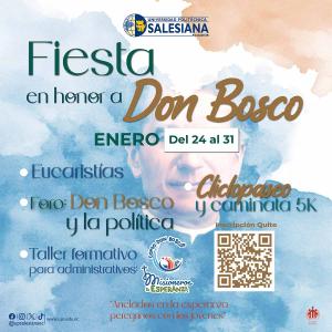 Afiche de las Festividades de San Juan Bosco - sede Quito